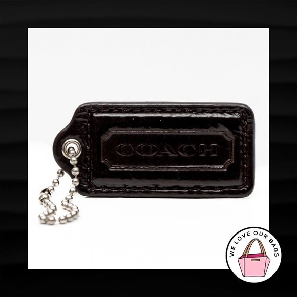 2.25" Medium COACH BLACK PATENT LEATHER KEY FOB - Picture 1 of 1